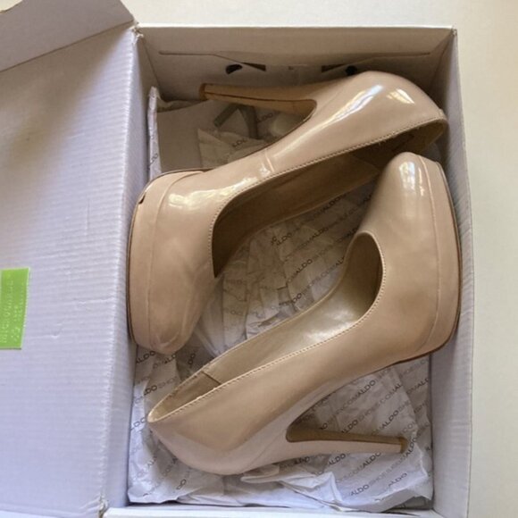 π β¨ Aldo Nude Patent Leather Platform Stiletto Heels | Size 38 - Picture 11 of 12